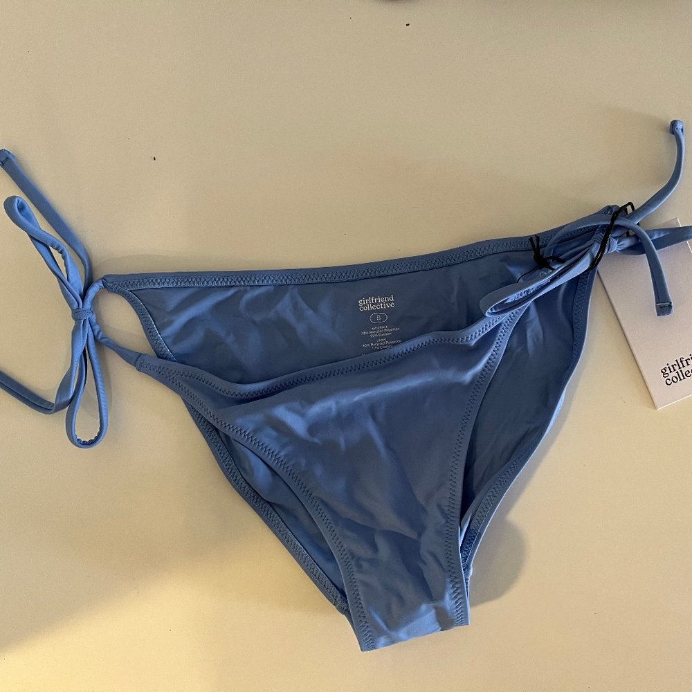 Girlfriend Collective Provence Dive String Bikini Bottom Light Blue New With Tag